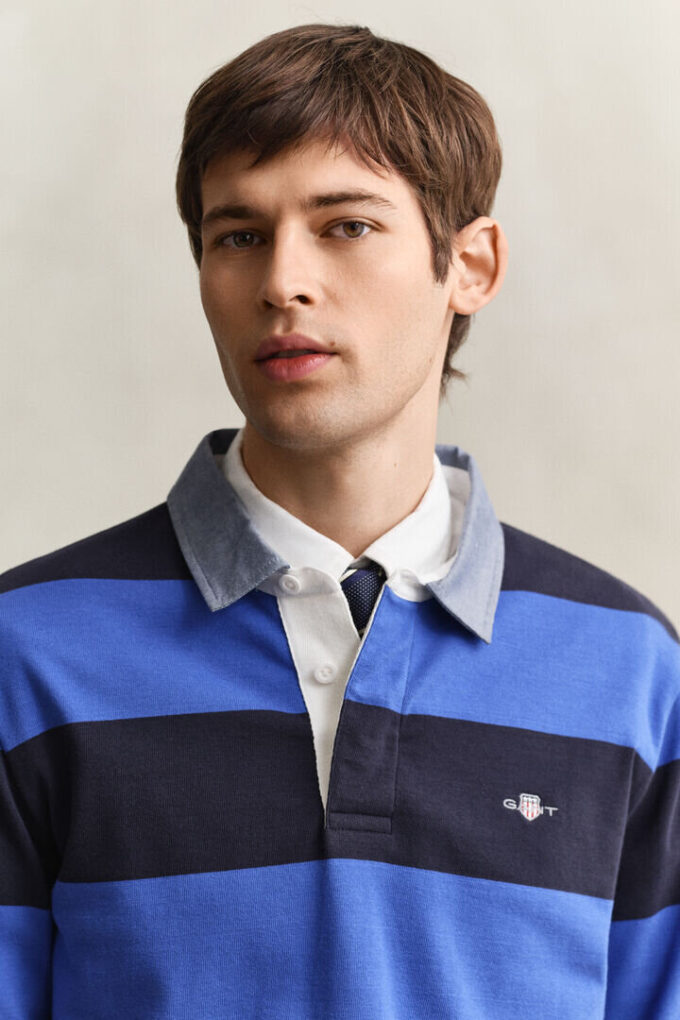 Camisa de ganga Heavy Rugger às riscas com gola em chambray