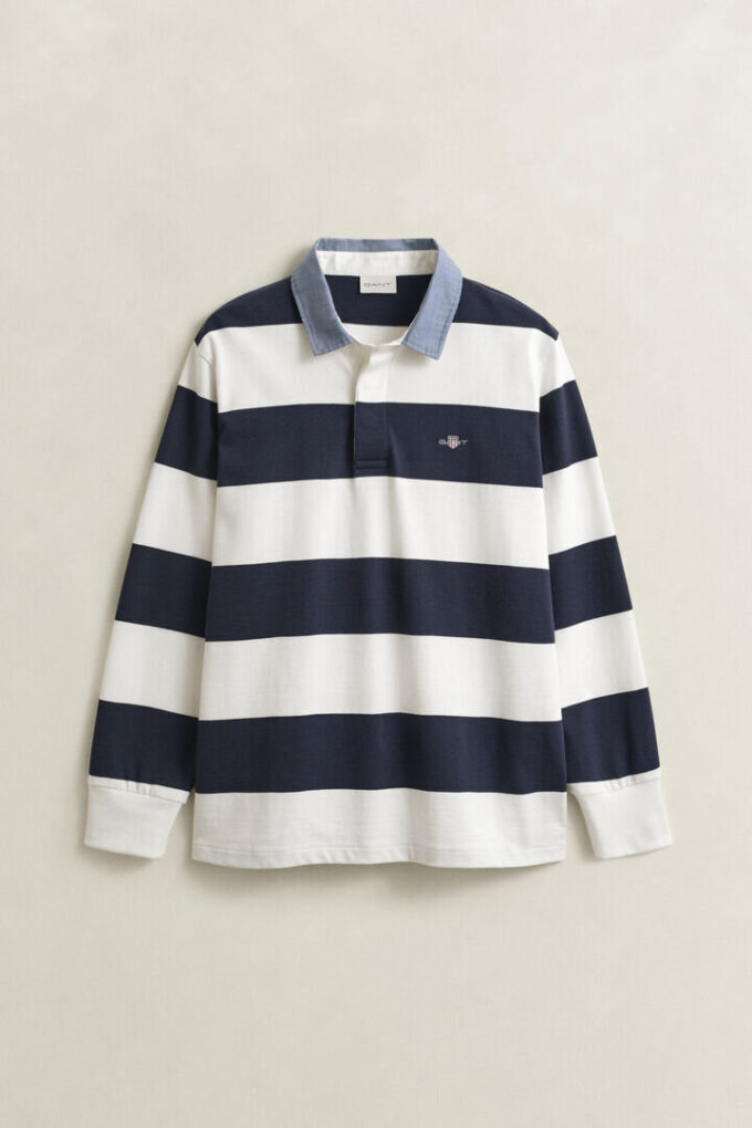 Camisa de ganga Heavy Rugger às riscas com gola em chambray