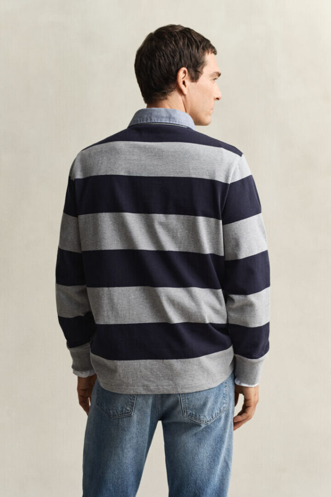 Camisa de ganga Heavy Rugger às riscas com gola em chambray