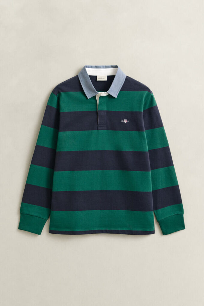 Camisa de ganga Heavy Rugger às riscas com gola em chambray