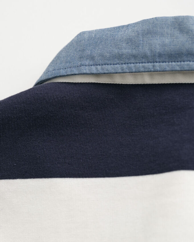 Camisa de ganga Heavy Rugger às riscas com gola em chambray