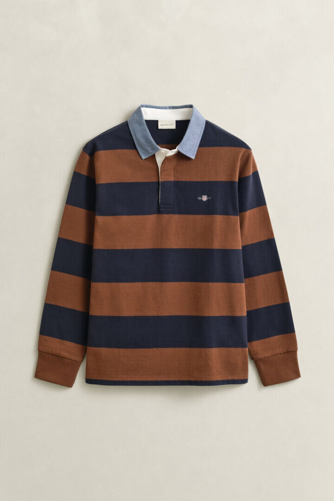 Camisa de ganga Heavy Rugger às riscas com gola em chambray