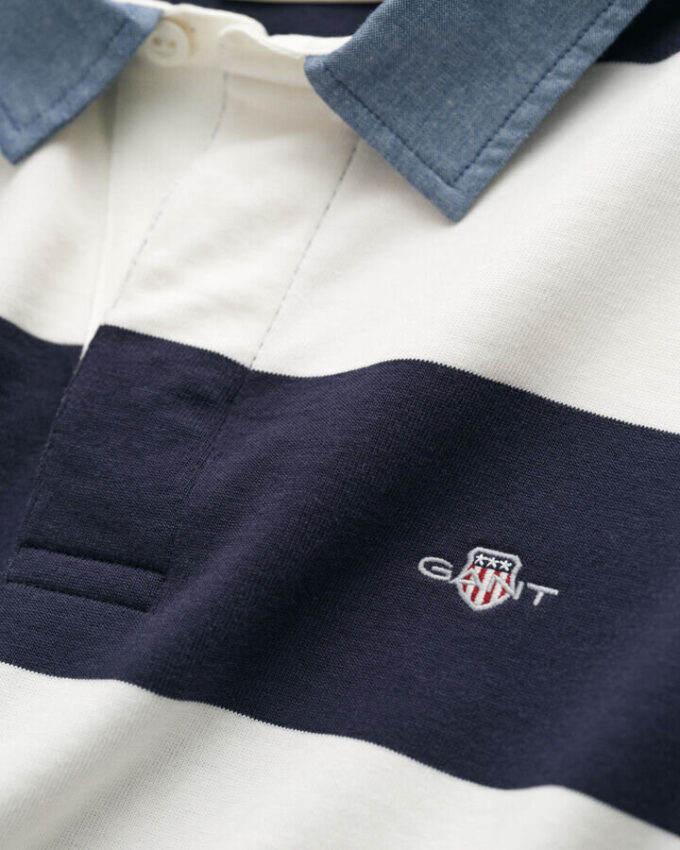 Camisa de ganga Heavy Rugger às riscas com gola em chambray