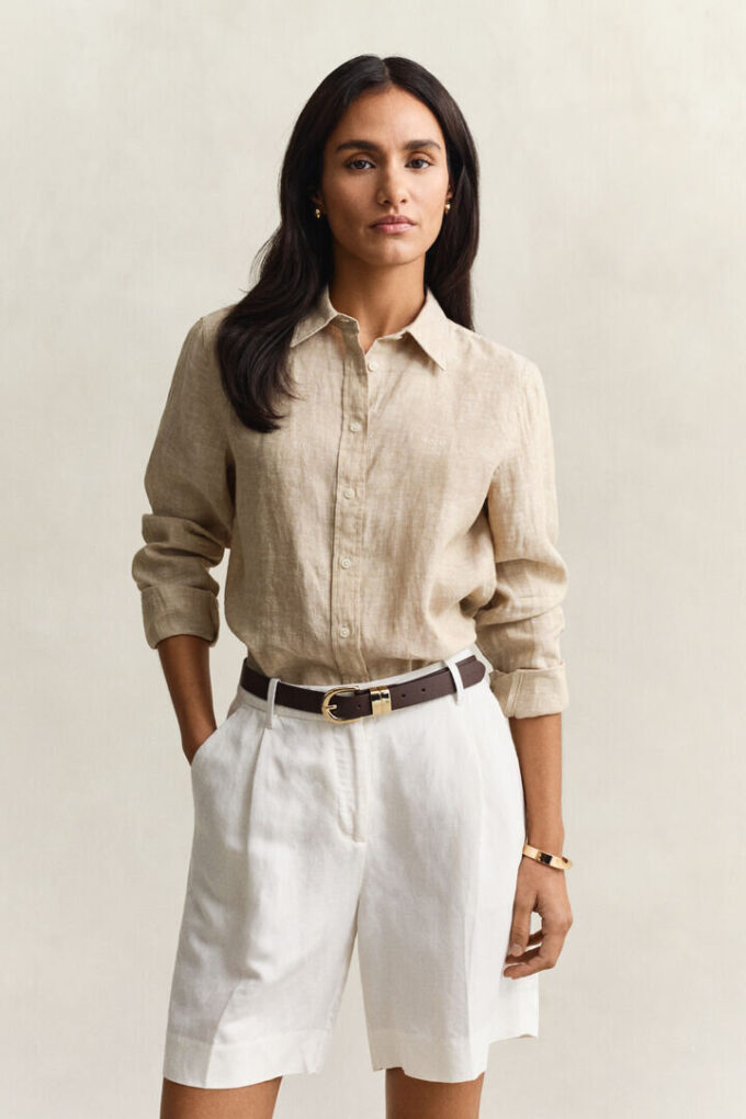 Camisa de linho de corte regular