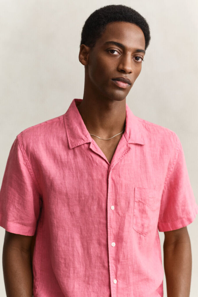Camisa de linho de manga curta