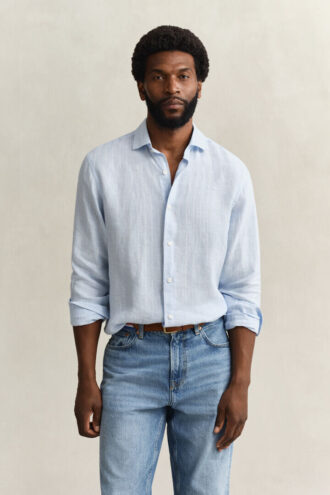 Camisa de linho às riscas
