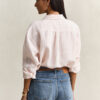 Camisa de linho às riscas com corte descontraído