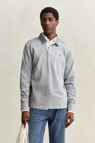 Camisa de malha Heavy Rugger com gola em chambray