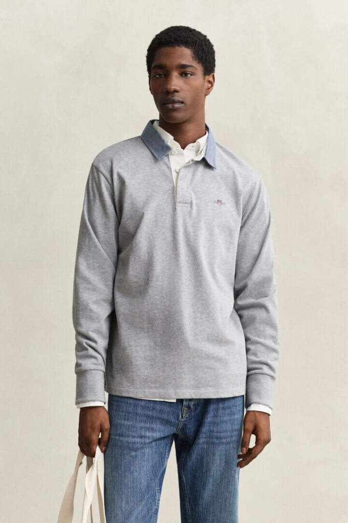Camisa de malha Heavy Rugger com gola em chambray