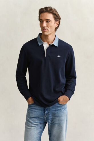 Camisa de malha Heavy Rugger com gola em chambray