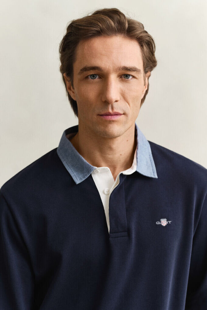 Camisa de malha Heavy Rugger com gola em chambray