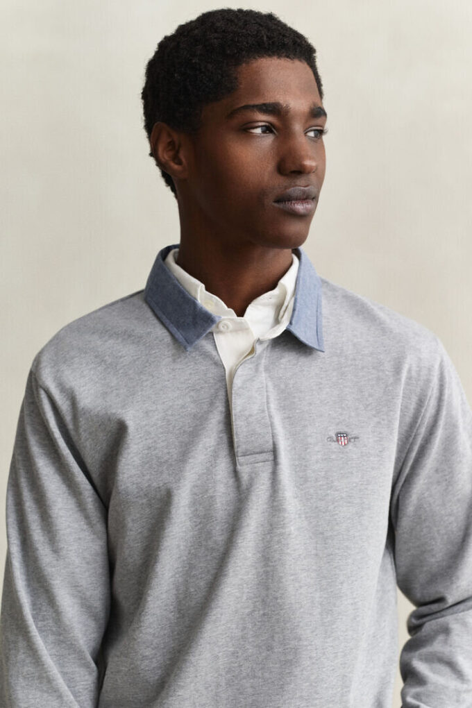 Camisa de malha Heavy Rugger com gola em chambray