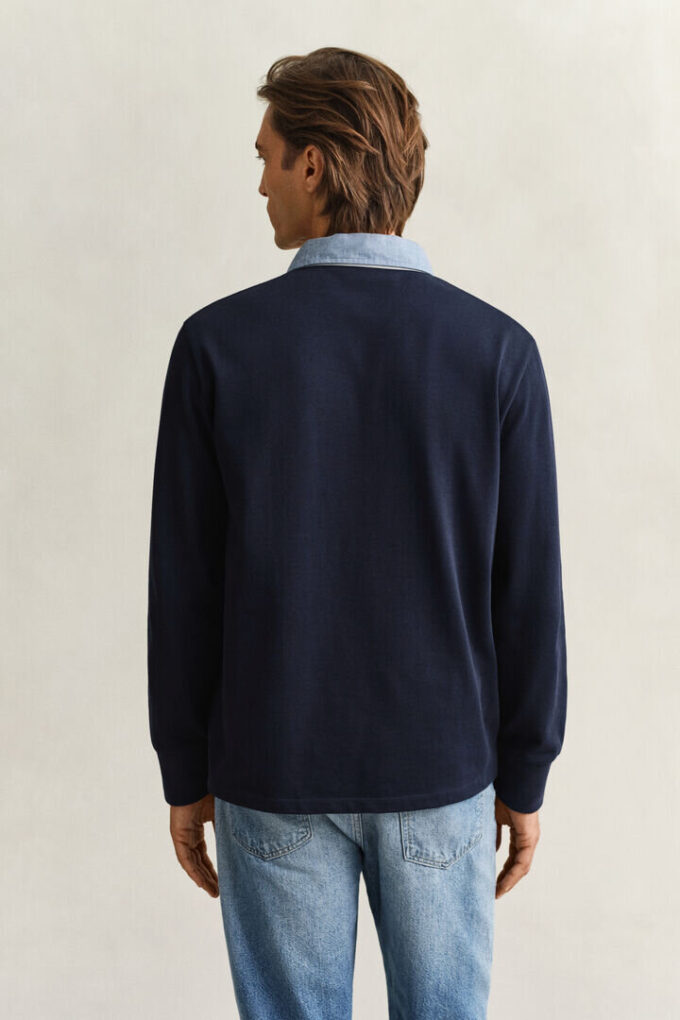 Camisa de malha Heavy Rugger com gola em chambray