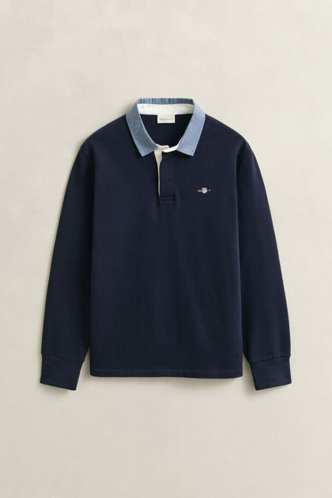 Camisa de malha Heavy Rugger com gola em chambray