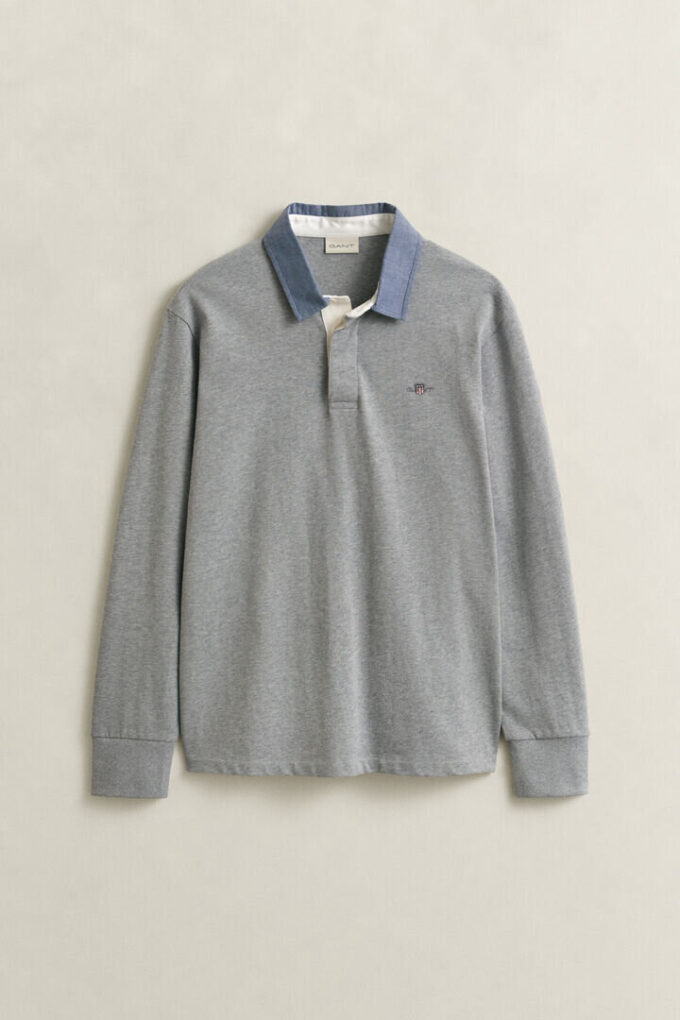 Camisa de malha Heavy Rugger com gola em chambray
