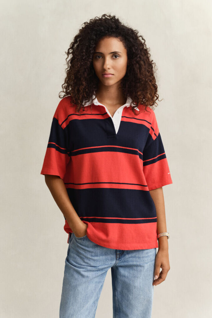 Camisa de manga curta com Barstripe grossas