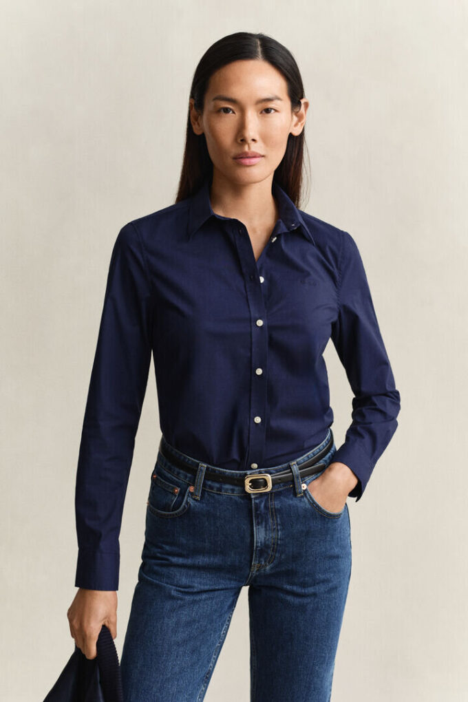 Camisa de popeline de corte justo