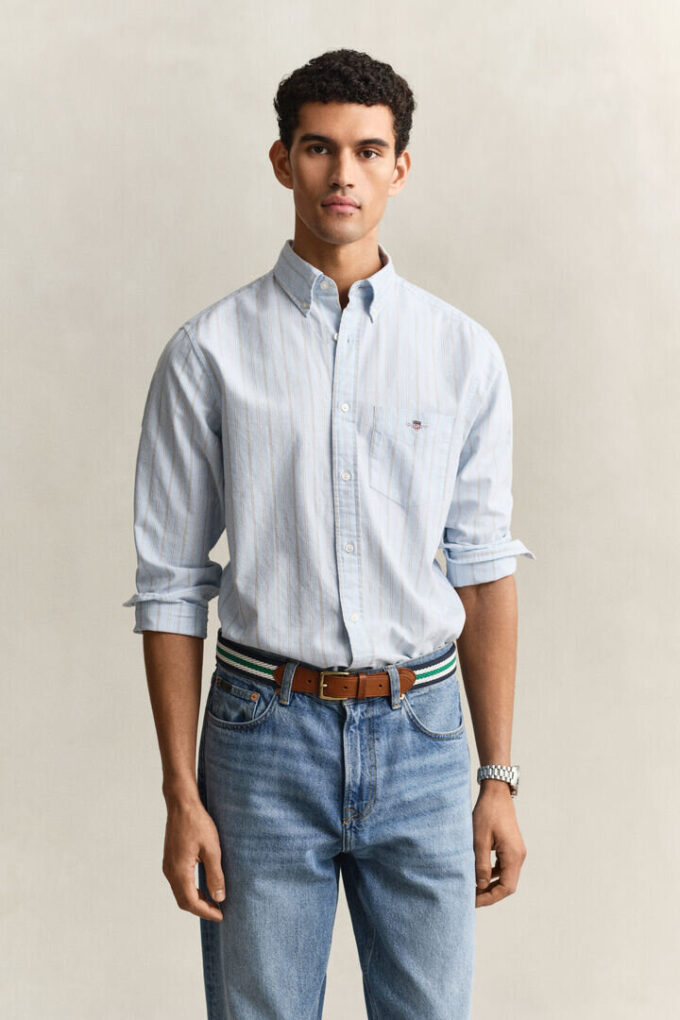 Camisa Oxford clássica às riscas