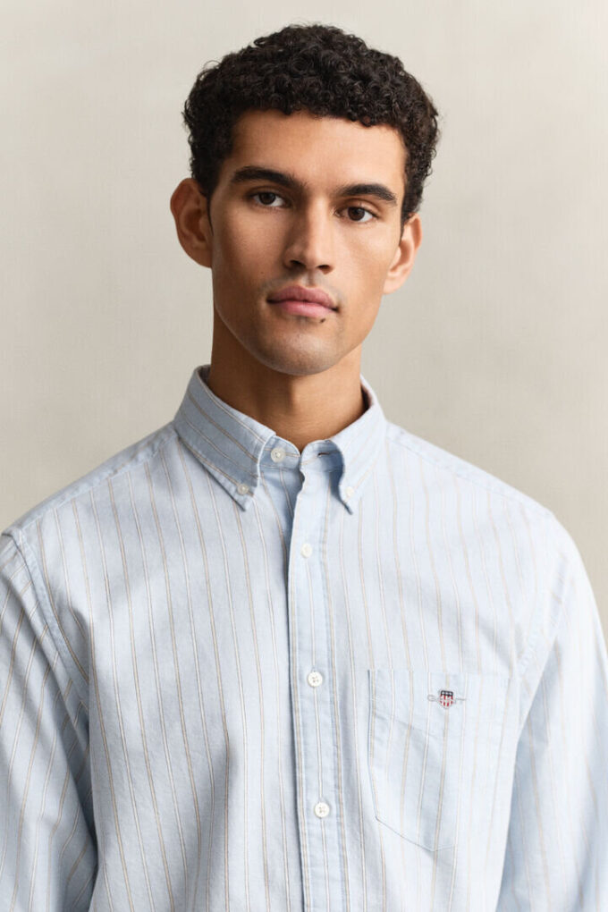 Camisa Oxford clássica às riscas