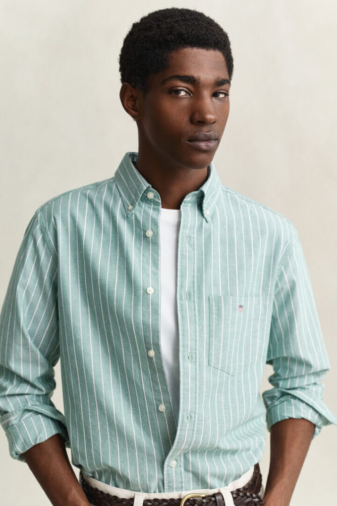 Camisa Oxford clássica às riscas