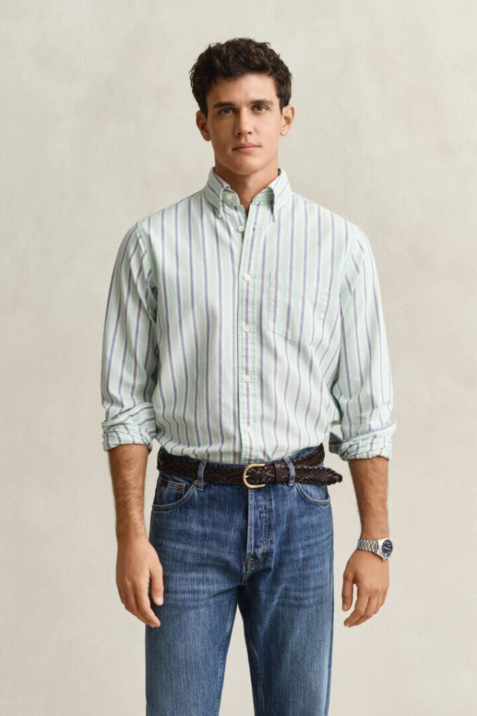 Camisa Oxford com riscas do arquivo