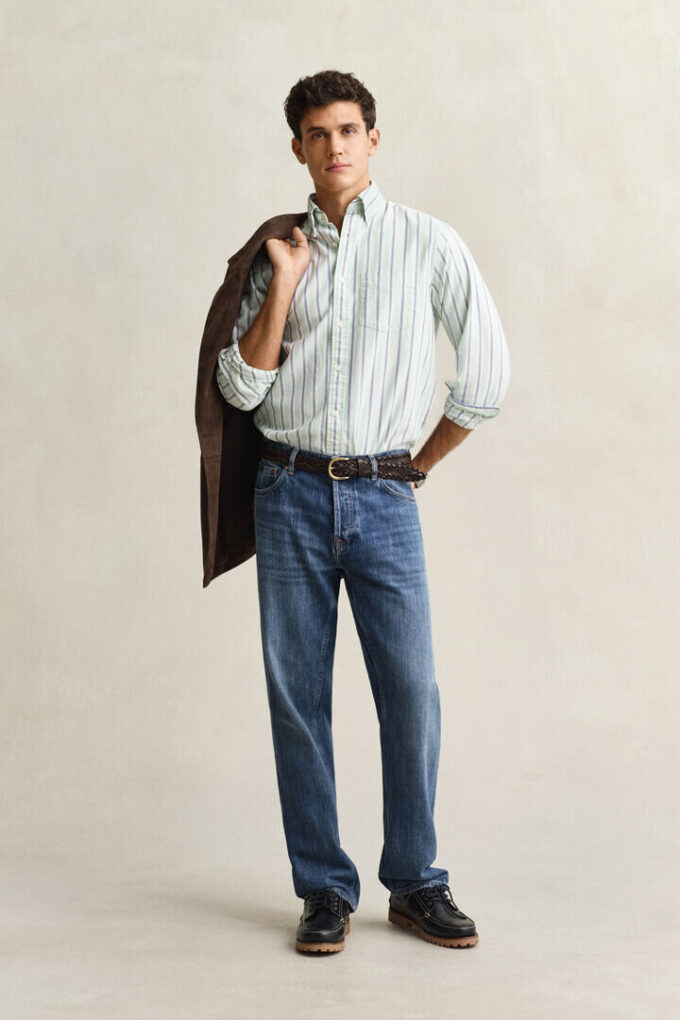 Camisa Oxford com riscas do arquivo