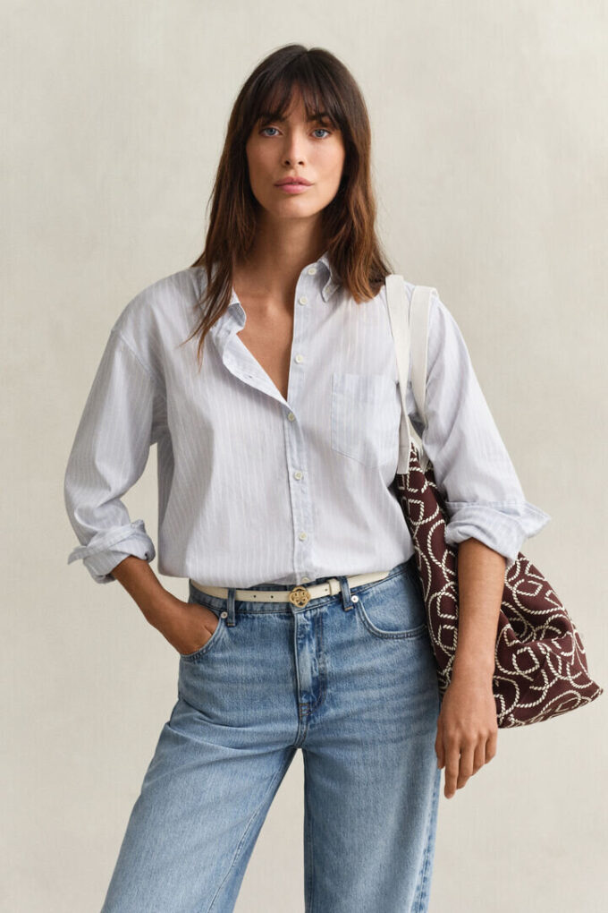 Camisa Oxford de luxo às riscas