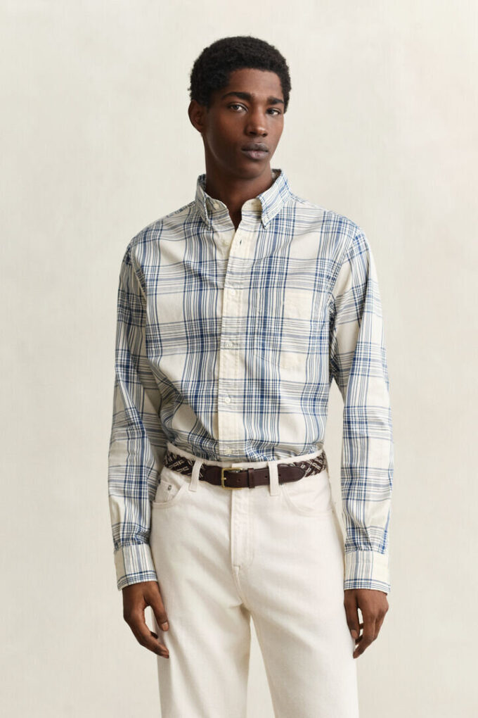 Camisa Oxford xadrez de corte regular