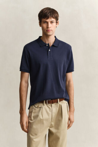 Camisa polo em malha interlock