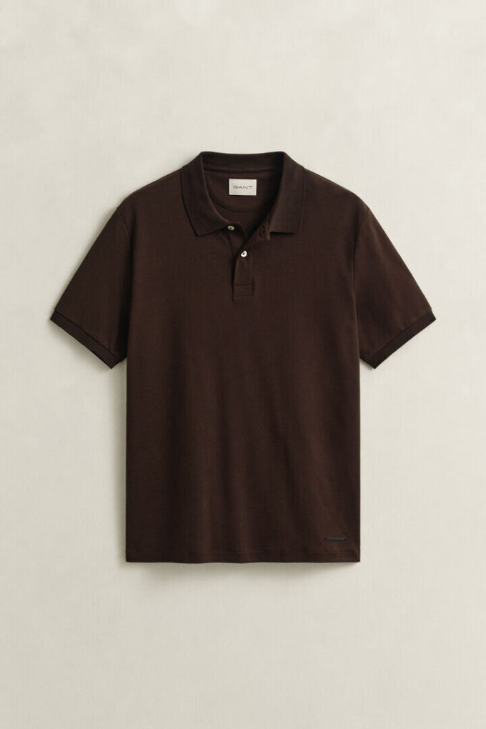 Camisa polo em malha interlock