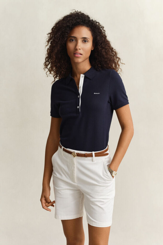 Camisa polo em piqué contrastante