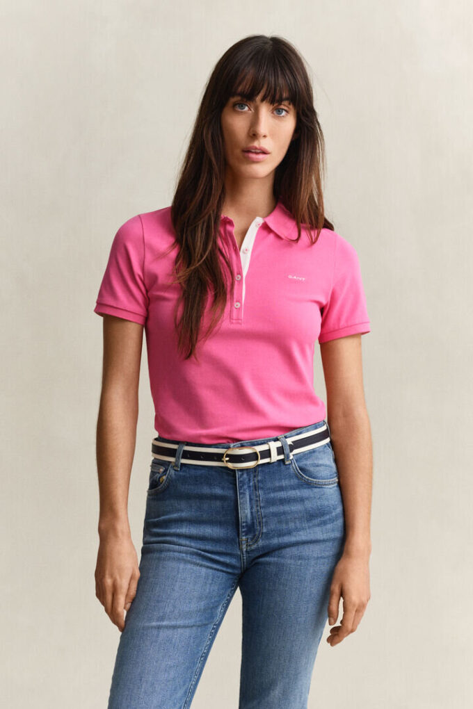 Camisa polo em piqué contrastante
