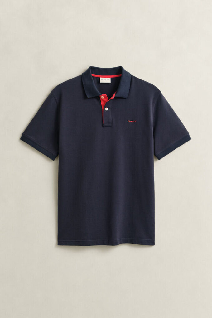 Camisa polo em piqué contrastante