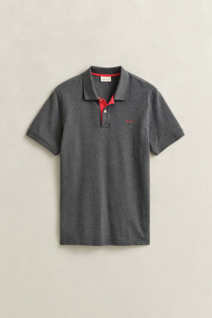 Camisa polo em piqué contrastante