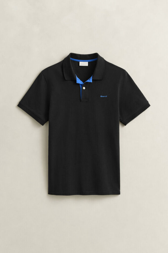 Camisa polo em piqué contrastante