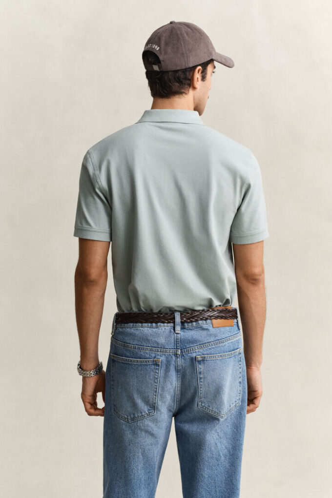 Camisa polo em piqué contrastante