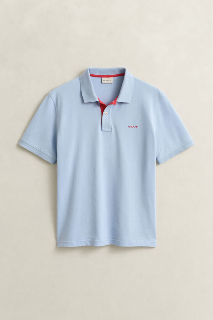 Camisa polo em piqué contrastante