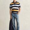 Camisa polo às riscas