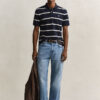 Camisa polo às riscas