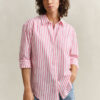 Camisas clássicas de popeline às riscas com corte descontraído