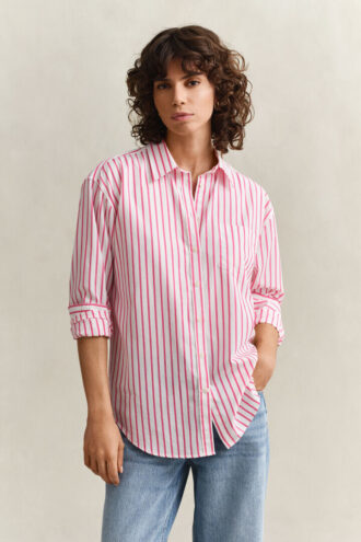 Camisas clássicas de popeline às riscas com corte descontraído