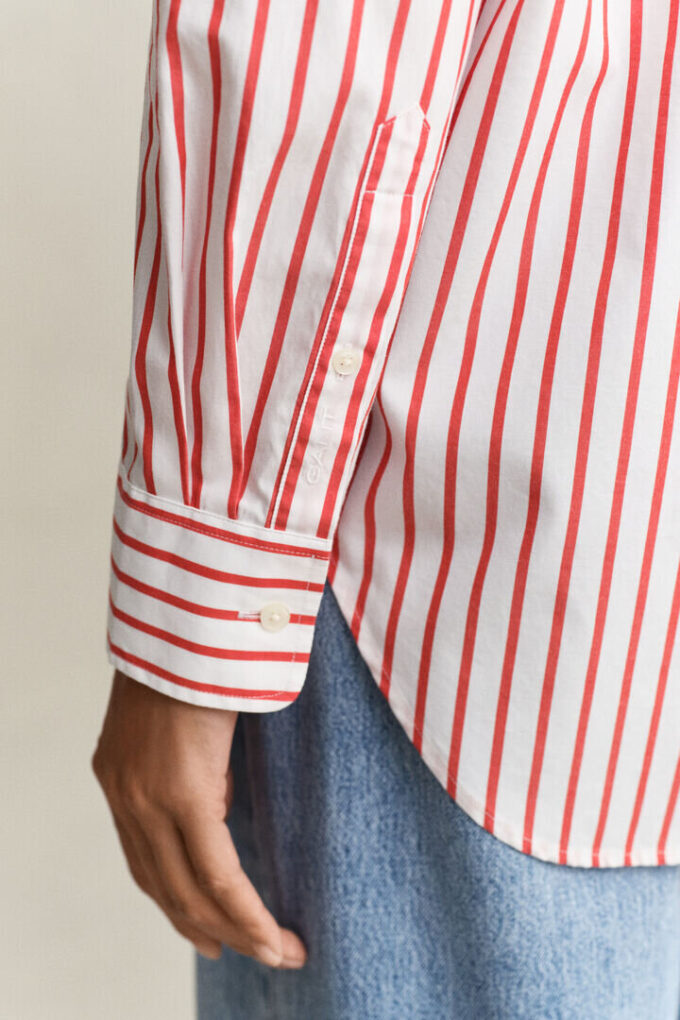 Camisas clássicas de popeline às riscas com corte descontraído