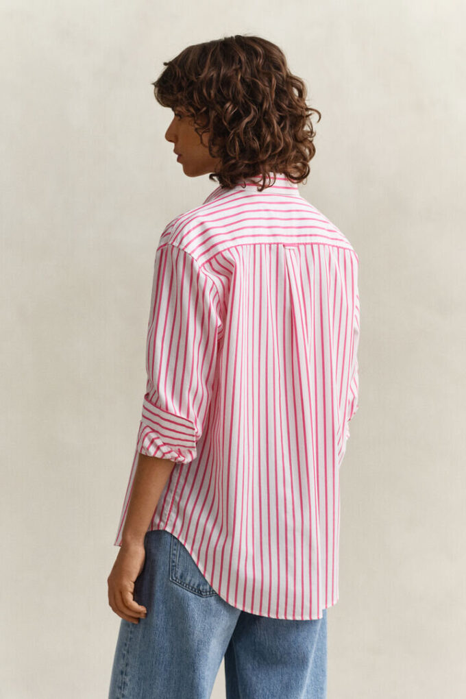 Camisas clássicas de popeline às riscas com corte descontraído