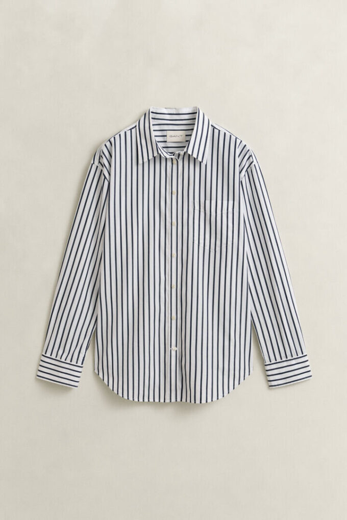 Camisas clássicas de popeline às riscas com corte descontraído