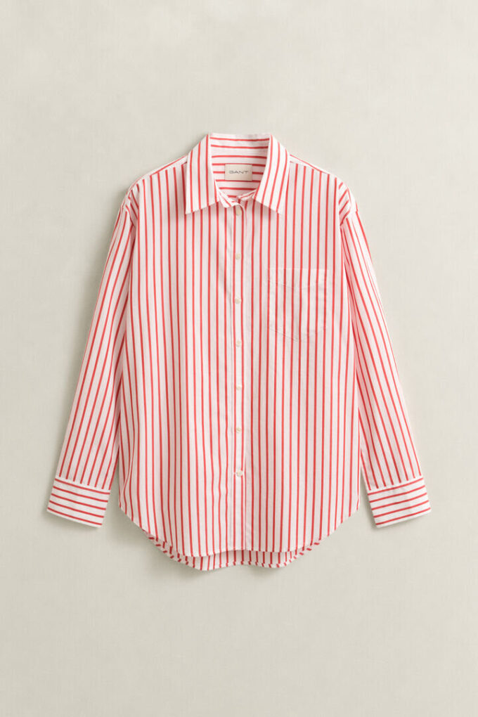 Camisas clássicas de popeline às riscas com corte descontraído