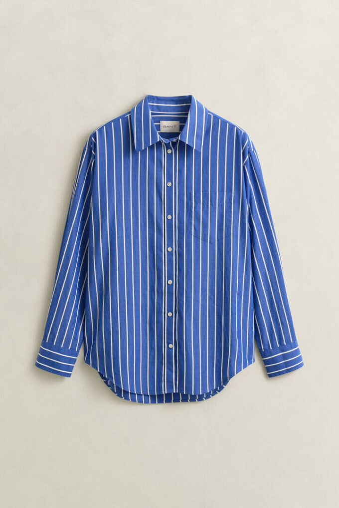 Camisas clássicas de popeline às riscas com corte descontraído
