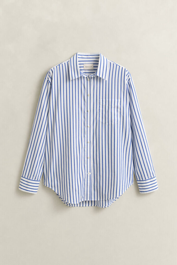 Camisas clássicas de popeline às riscas com corte descontraído