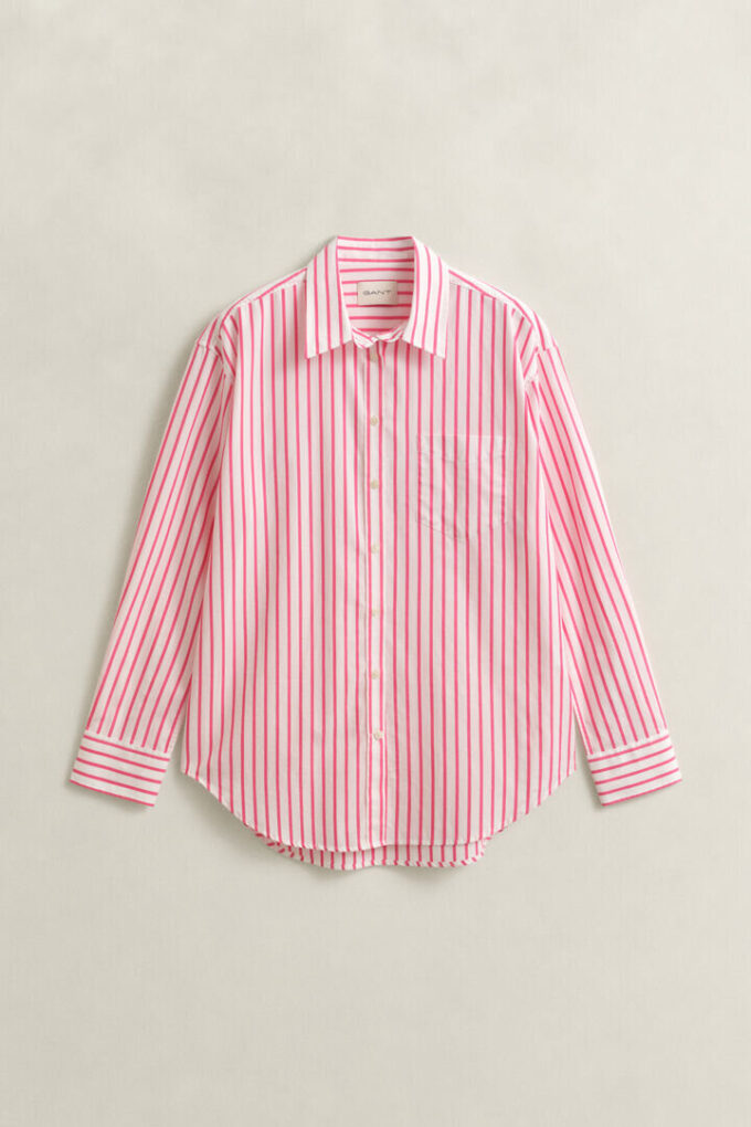 Camisas clássicas de popeline às riscas com corte descontraído