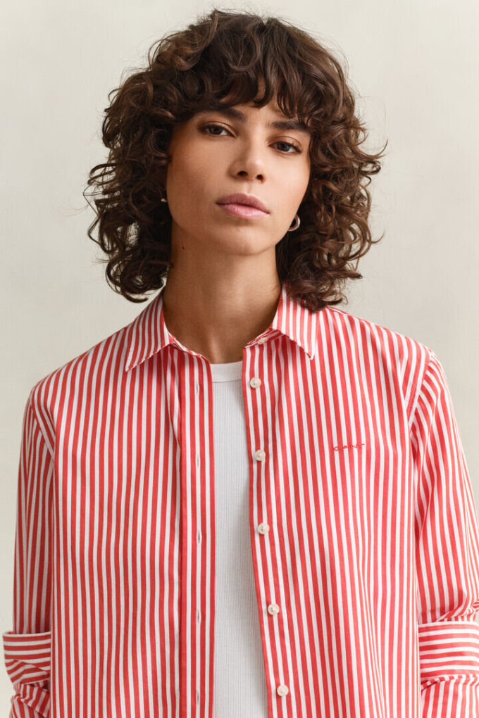 Camisas clássicas de popeline às riscas com corte regular