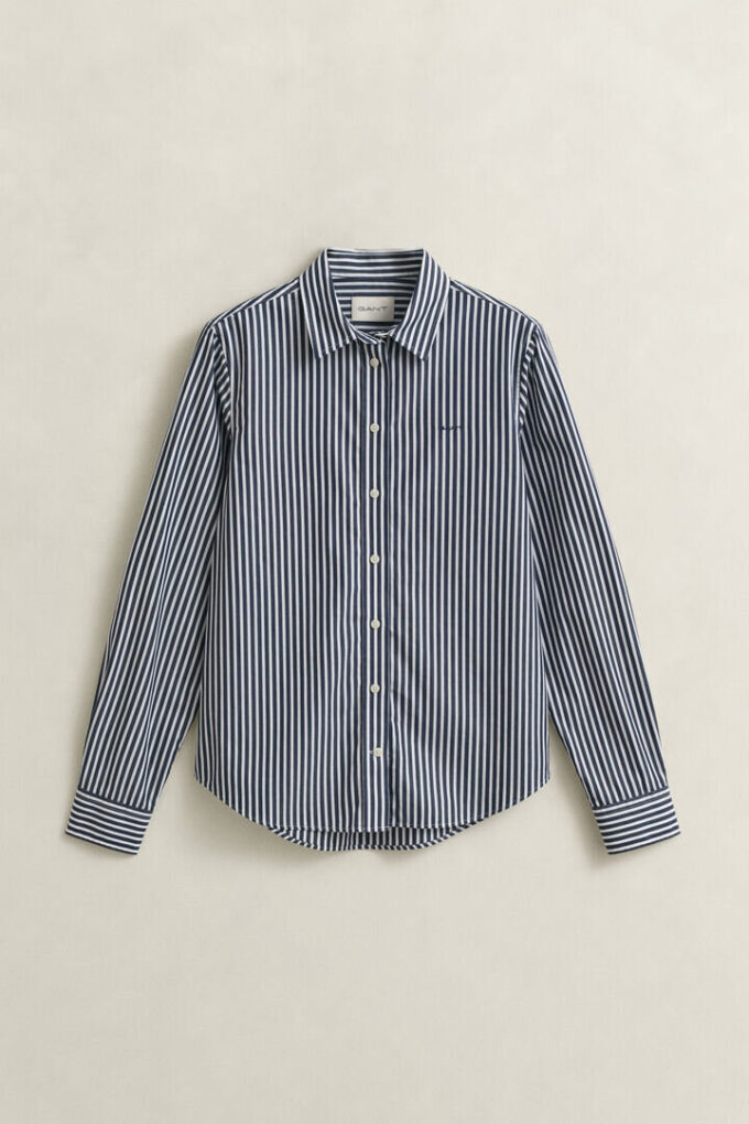 Camisas clássicas de popeline às riscas com corte regular